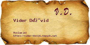 Vider Dávid névjegykártya