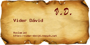 Vider Dávid névjegykártya